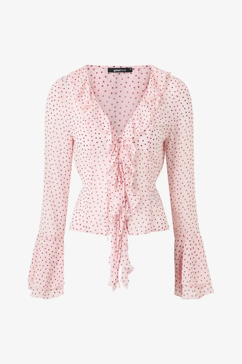 Gina Tricot Bluse Frill Blouse - Flerfarget