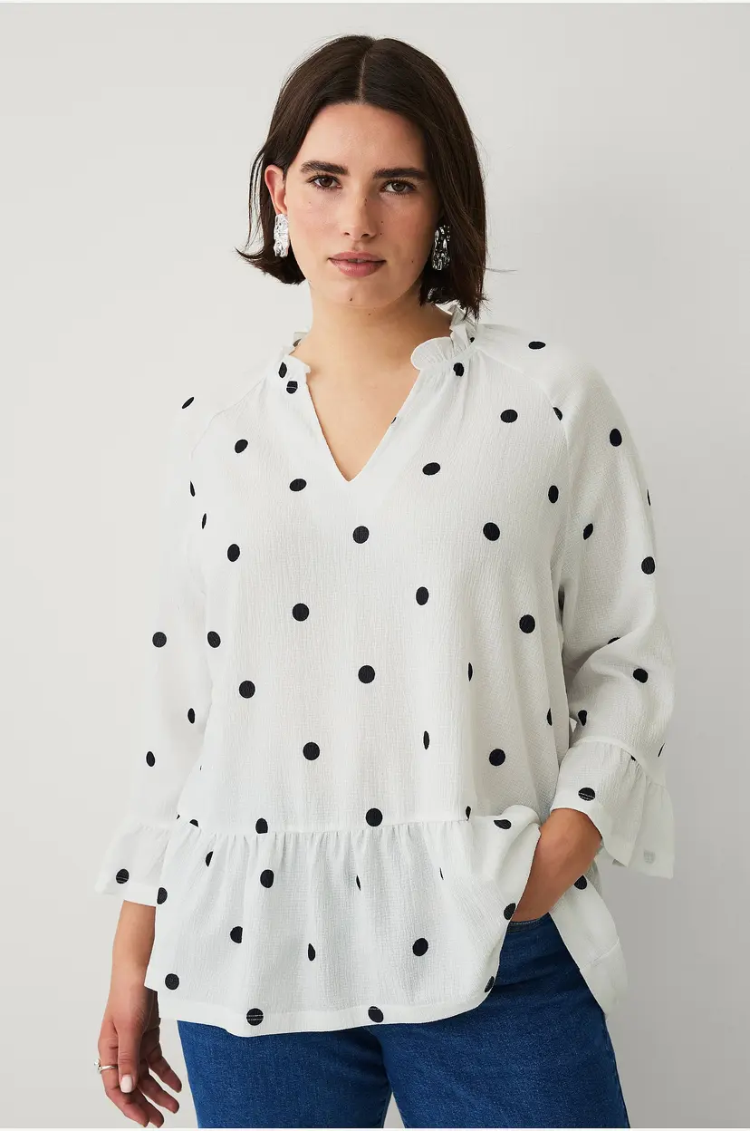 Ellos Plus collection Topp i strukturert jersey - Hvit