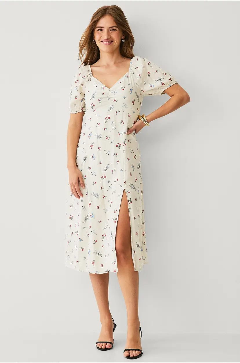 Vila Kjole viHavanne Rima S/S Midi Dress - Hvit
