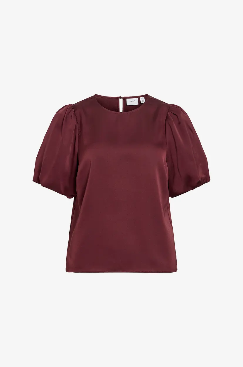 Vila Bluse viEllette 2/4 Satin Puff Top - Rød