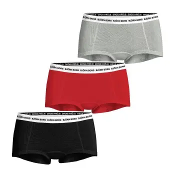 Björn Borg Björn Borg Truser 3P Logo Boxers Shorts Svart/Rød bomull Dame