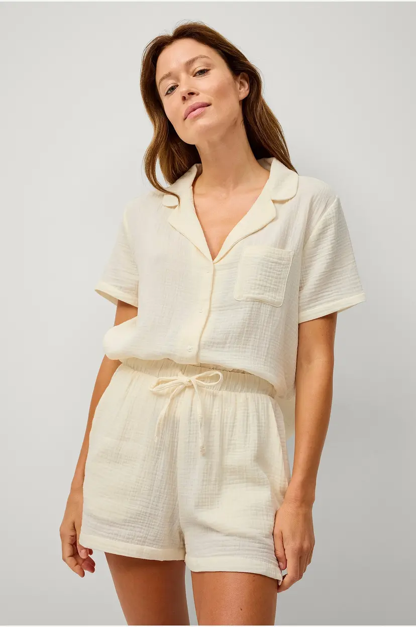 Ellos Collection Pyjamasshorts i bomull - Hvit