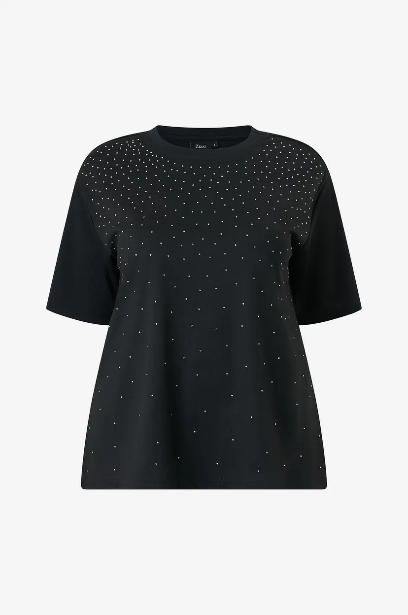 Zizzi Topp Mrikka, S/S, T-Shirt - Svart
