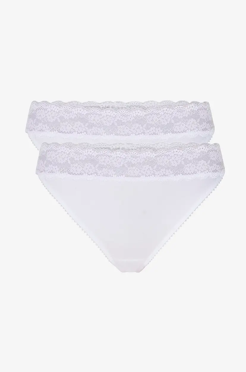 Ellos Collection Stringtanga med blondedetaljer, 2-pakning - Hvit