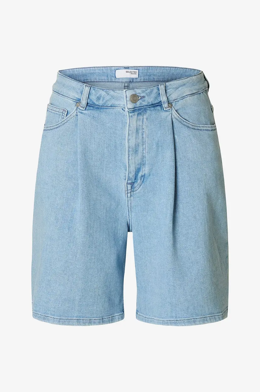 Selected Women Jeans-shorts slfAnya-gry HW Pleat - Blå