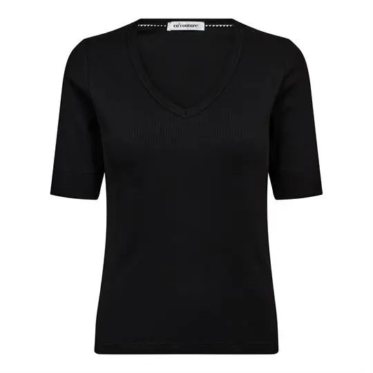 Co Couture Co' Couture - Granny Rib SS V-Tee - Black