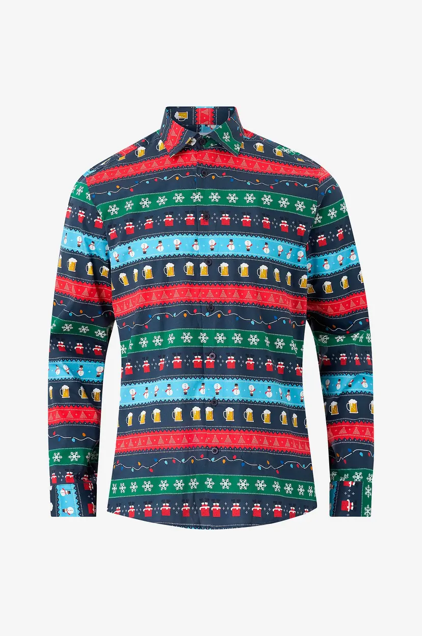 Lindbergh Pysjamasskjorte Aop Christmas Shirt L/S - Blå