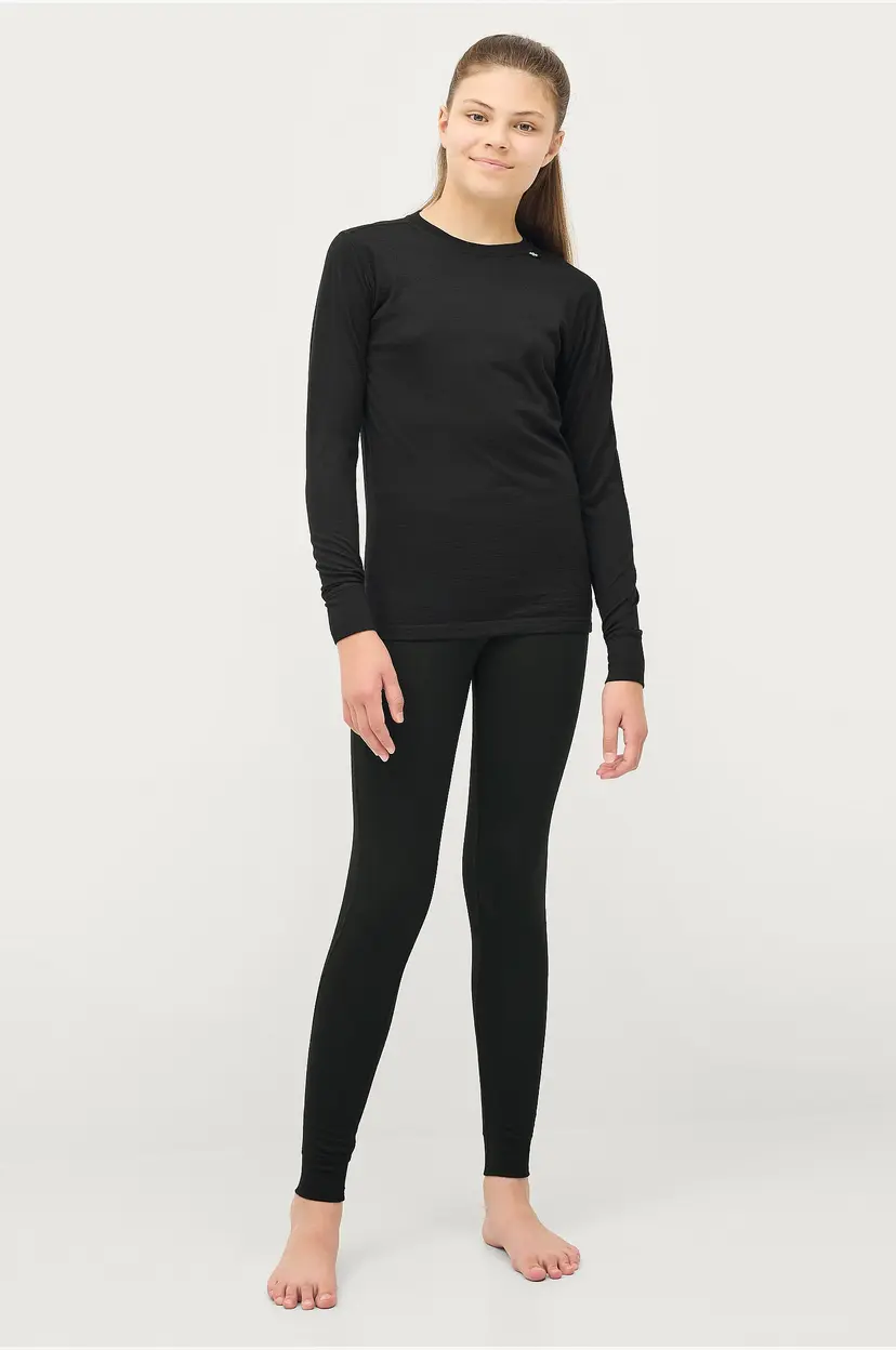Áhkká Longs Merino Wool UW Pants Kids - Svart