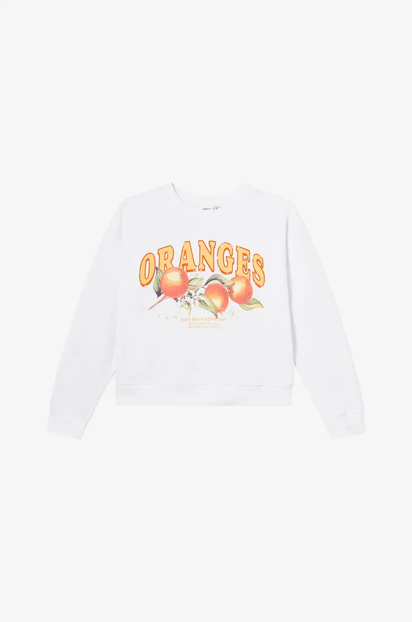 NAME IT Collegegenser nkfHalene LS Loose Short Sweat - Hvit