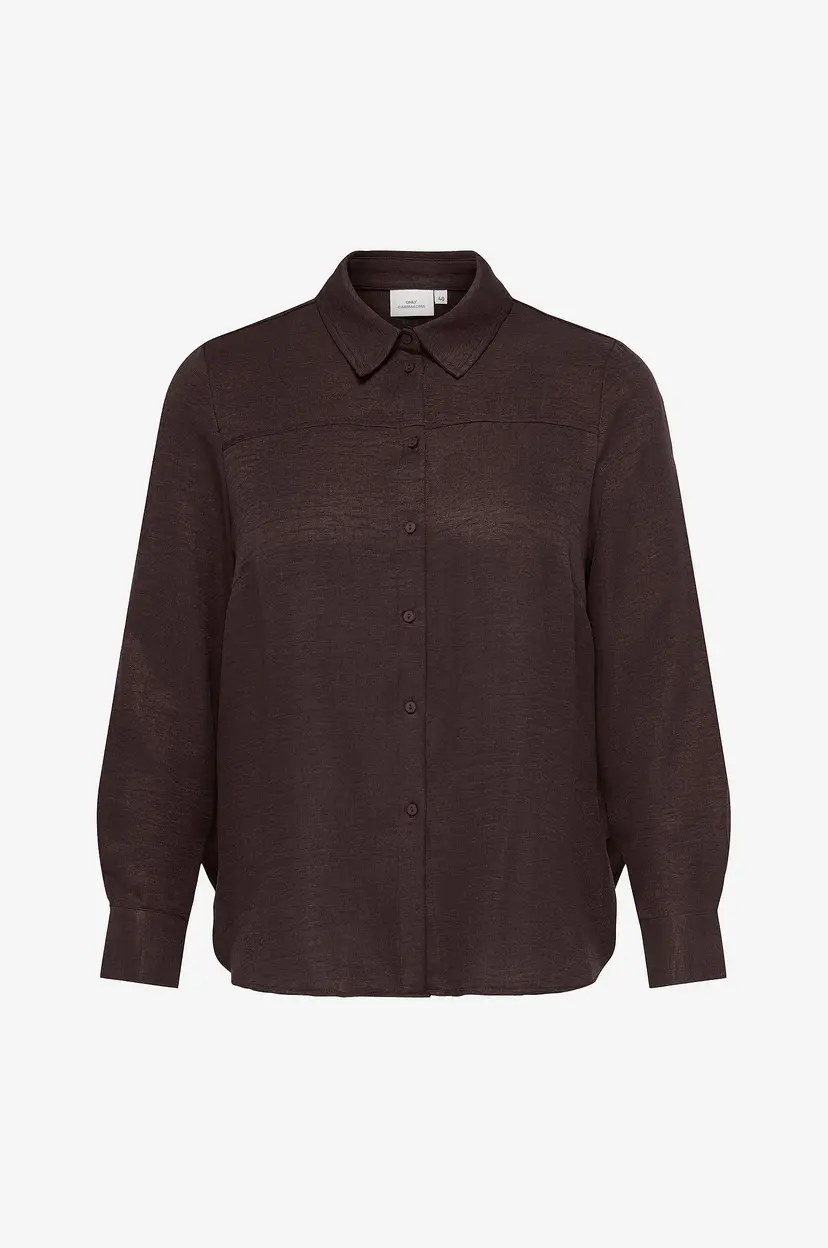 Only Carmakoma Skjorte Carbay L/S Topstitch Cuff Shirt Wvn - Brun