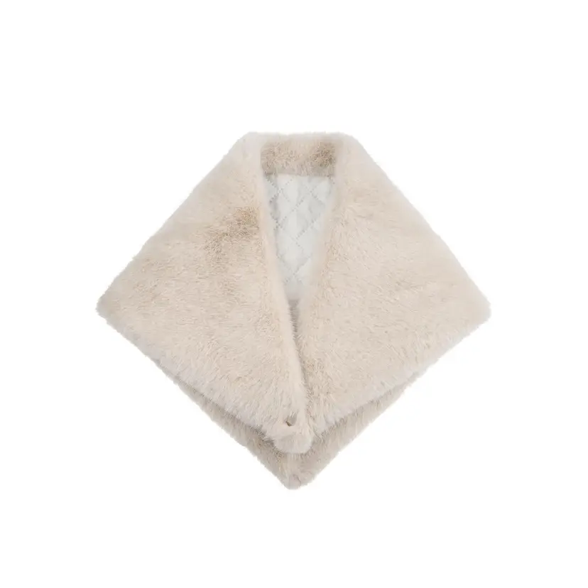 Dark Faux Fur Mink Triangle Scarf Sand