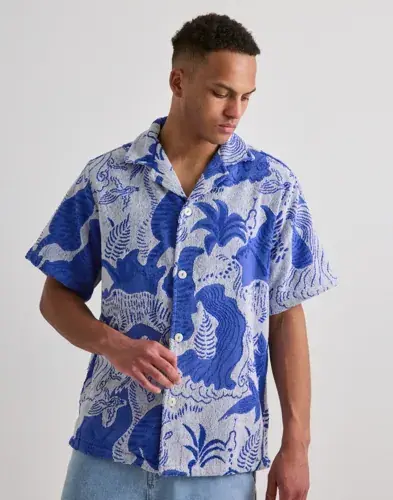 Oas OAS Mystea Cuba Shirt Kortermede skjorter Blå