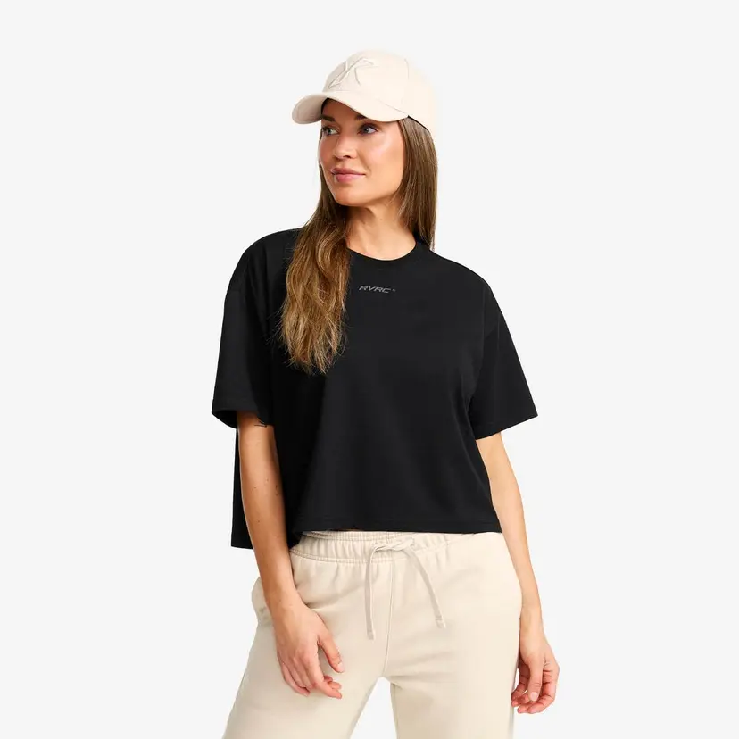 RevolutionRace Easy Cropped T-shirt Dame Black