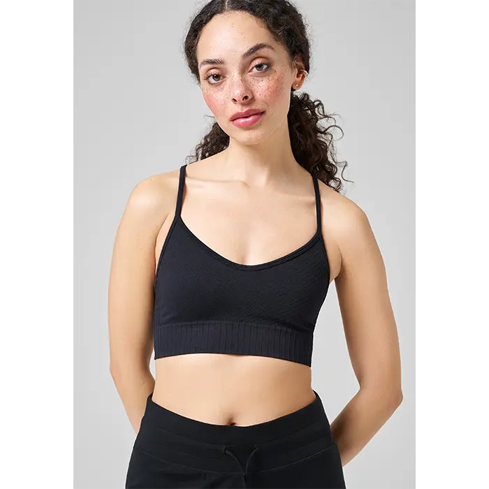 Casall Sportswear Seamless Graphical Rib Sports Top, Black