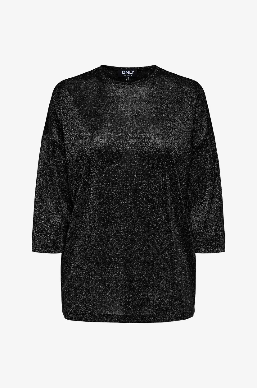 Only Carmakoma Topp carSilvery Glamour Lurex 3/4 - Svart