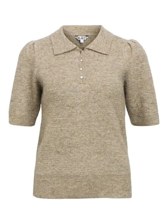 Object Object - Janine Ss Knit Polo - Morel Melange