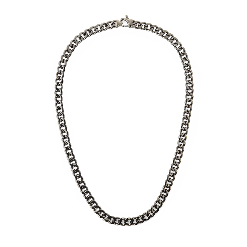 Daniel Wellington Graphite Necklace Ellipse Cuban Chain | DW