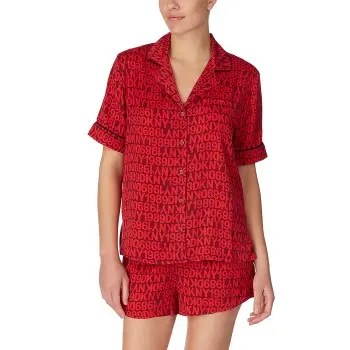 DKNY DKNY Only In DKNY Top And Boxer Pj Set Rød polyester Small Dame