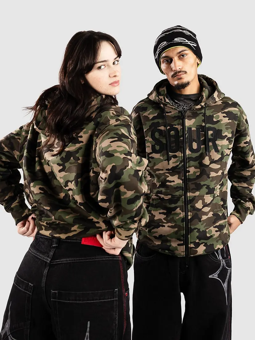 Sour Solution Sour Solution Army Hettegenser med glidelås mønster