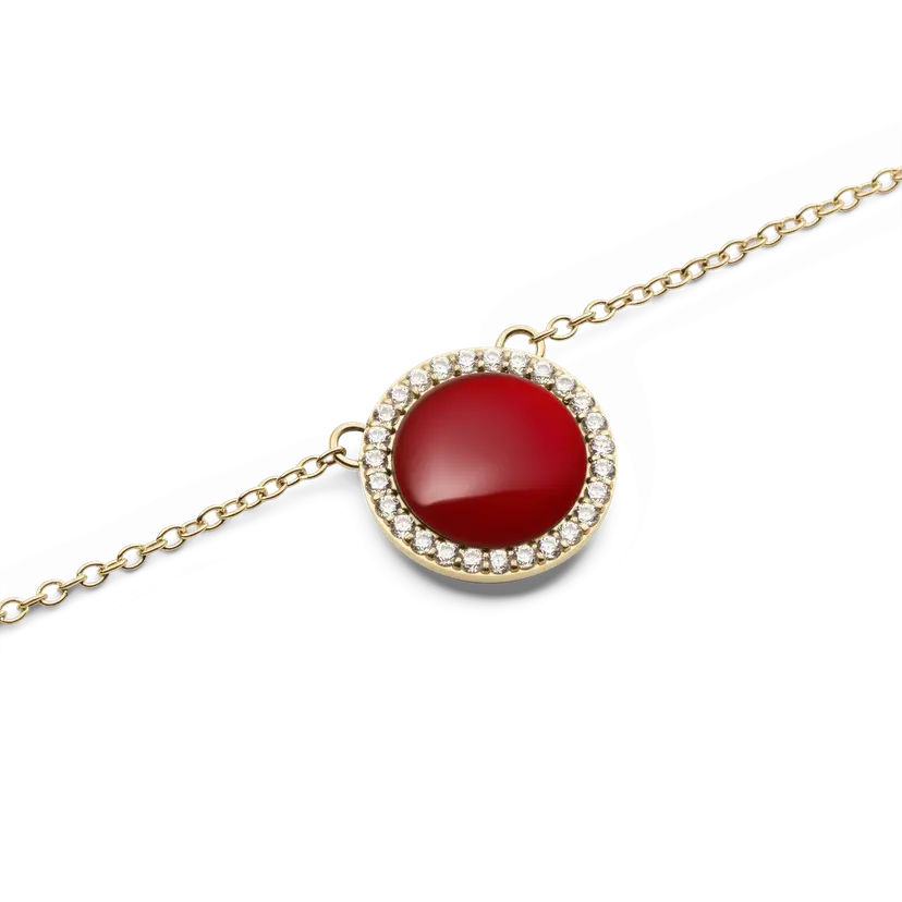 Daniel Wellington Gold Necklace Audrey Red Agathe | DW