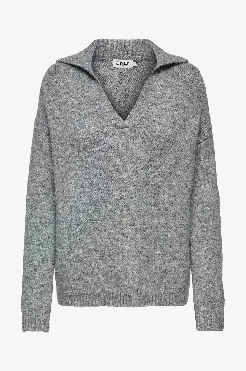ONLY Genser onlMaggie Life LS Split Neck CC Knt - Grå
