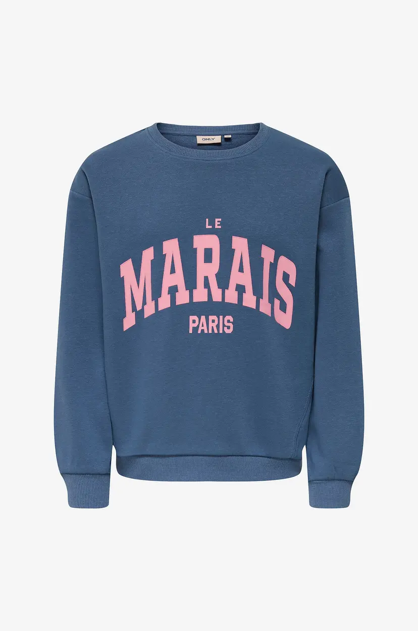 Kids Only Collegegenser kogMarisa L/S O-neck Loose Printed - Blå