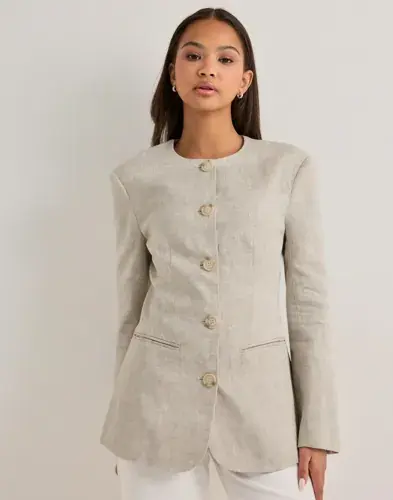 Malina Malina - Beige - Carol Fitted Round Neck Linen