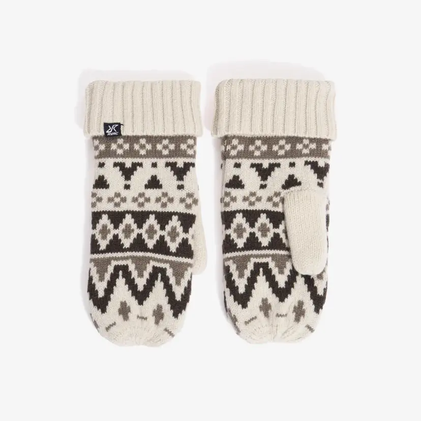 RevolutionRace Jacquard Wool Mittens Unisex Oatmeal/Delicioso Brown
