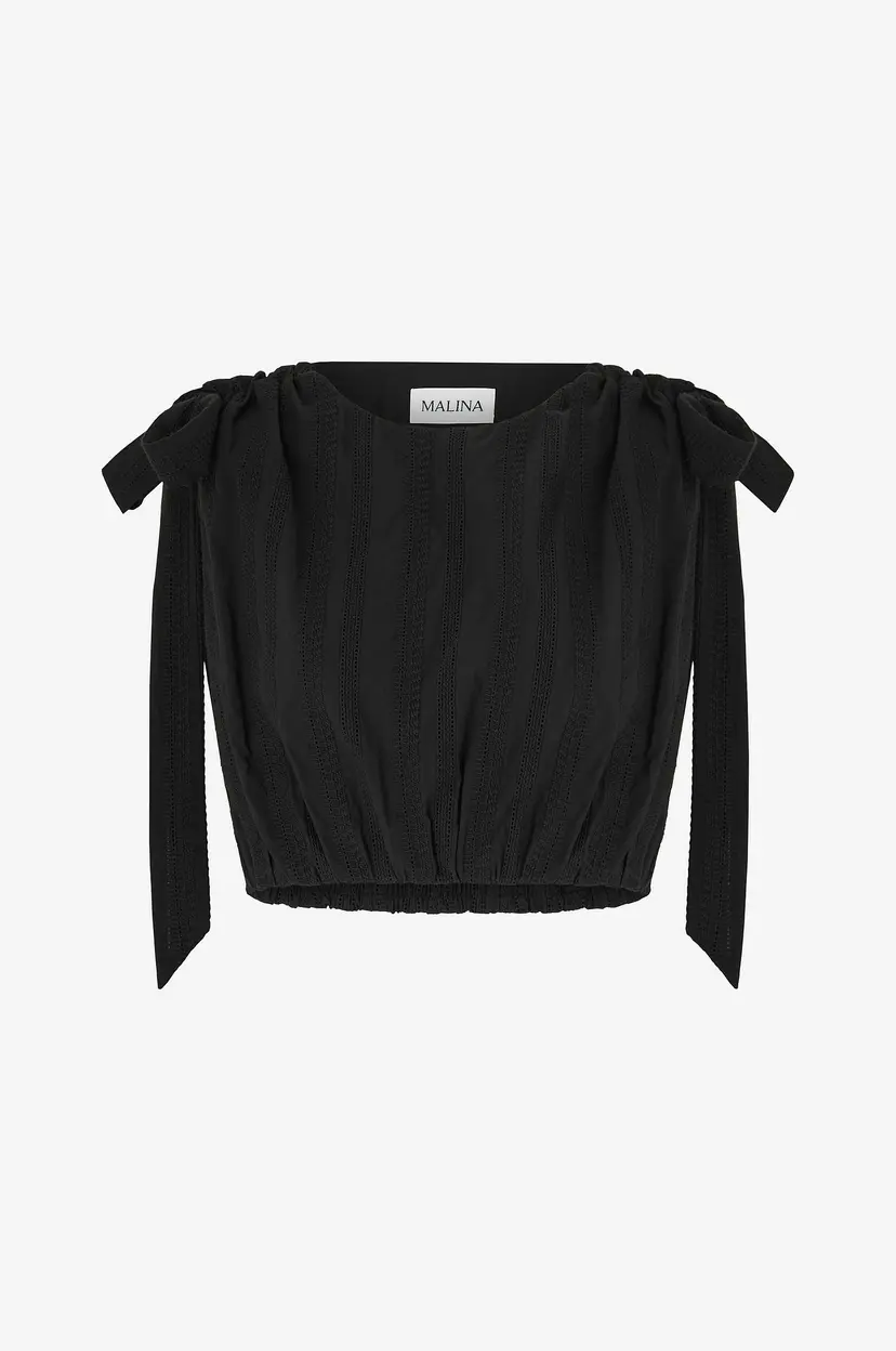 By Malina Topp Kala Embroidered Cotton Cropped Top - Svart