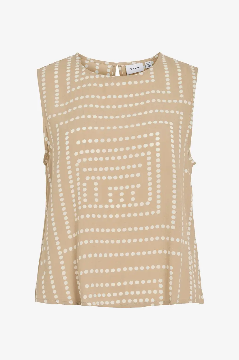 Vila Bluse viFrelli Kleo S/L O-neck Short Top - Beige