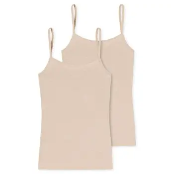 Schiesser Schiesser 2P Modal Essentials Spaghetti Strap Tops Beige X-Large Dame