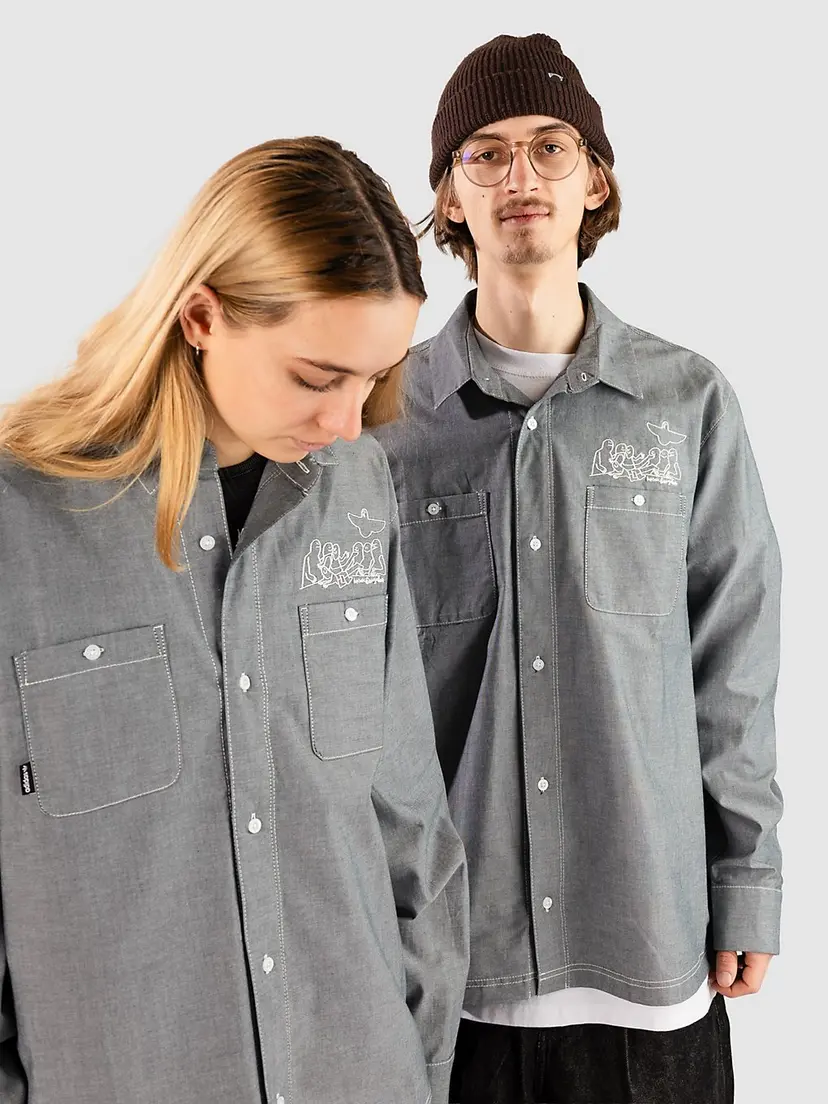 adidas Skateboarding adidas Skateboarding Gonz Button Skjorte blå
