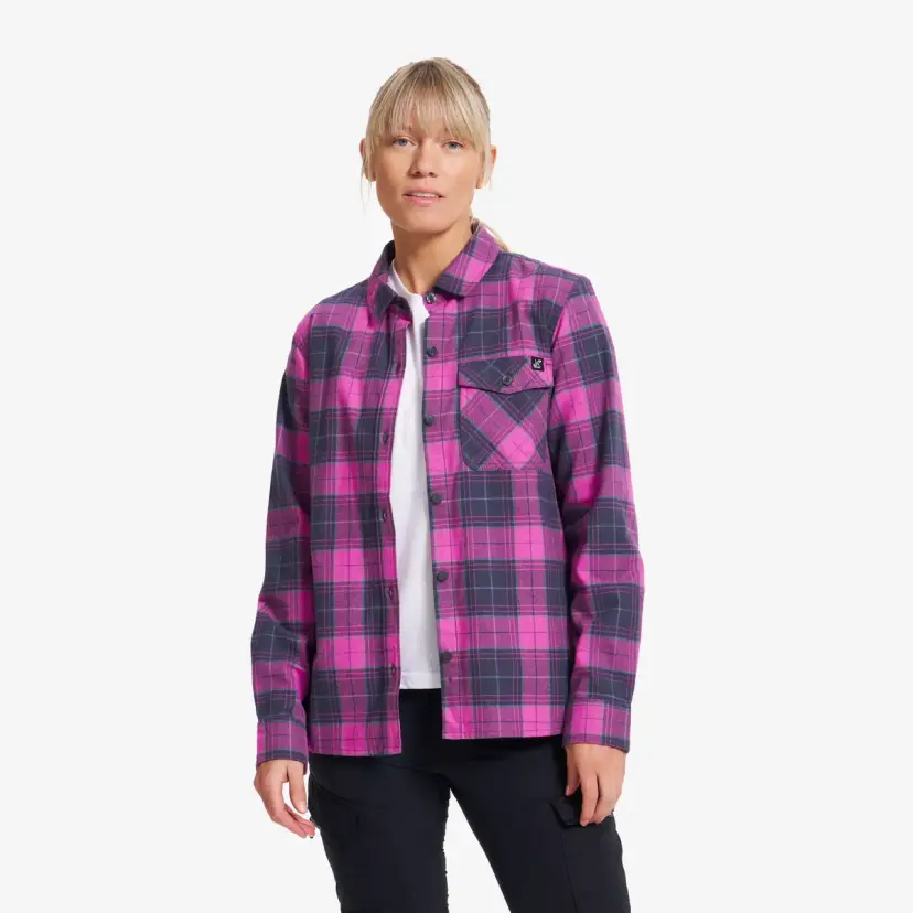 RevolutionRace Bonfire Flannel Shirt Dame India ink/Phlox pink