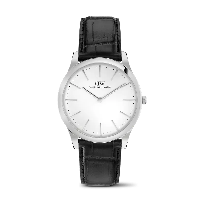 Daniel Wellington Silver 39mm Watch Pathfinder Black-croc Frost-white | DW