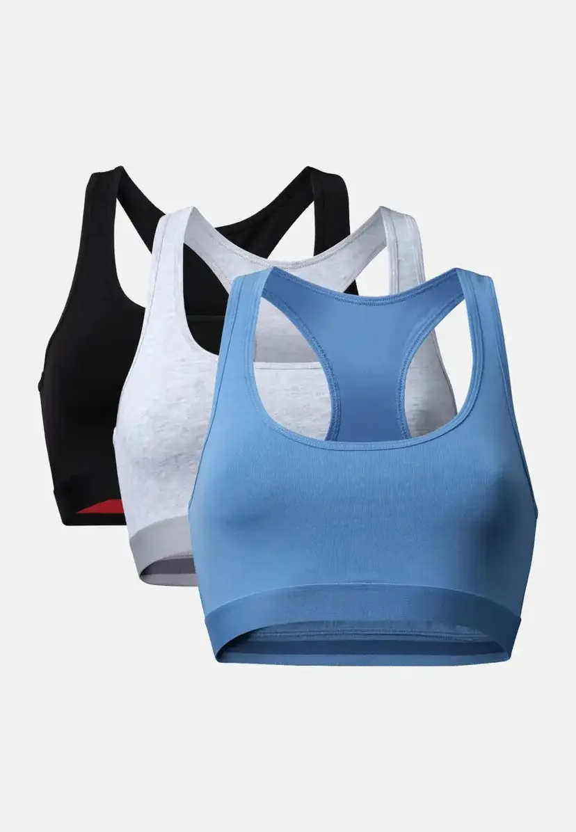 DANISH ENDURANCE DANISH ENDURANCE Organic Cotton Bralette, Sort | Grå Melange | Lyseblå, M