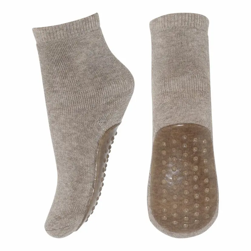 MP Antisklisokker i ull/bomull Light Brown Melange