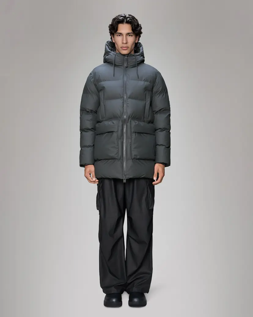 Rains Rains Alta Long Puffer Cargo Jacket W3T4 Gray Padded jacket