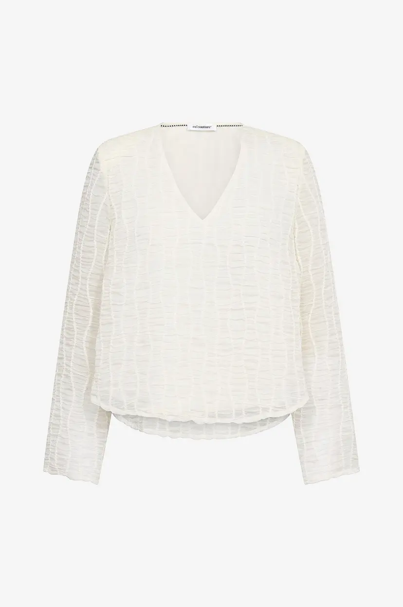 Co'couture Bluse BaltaCC Padded V-Blouse - Natur