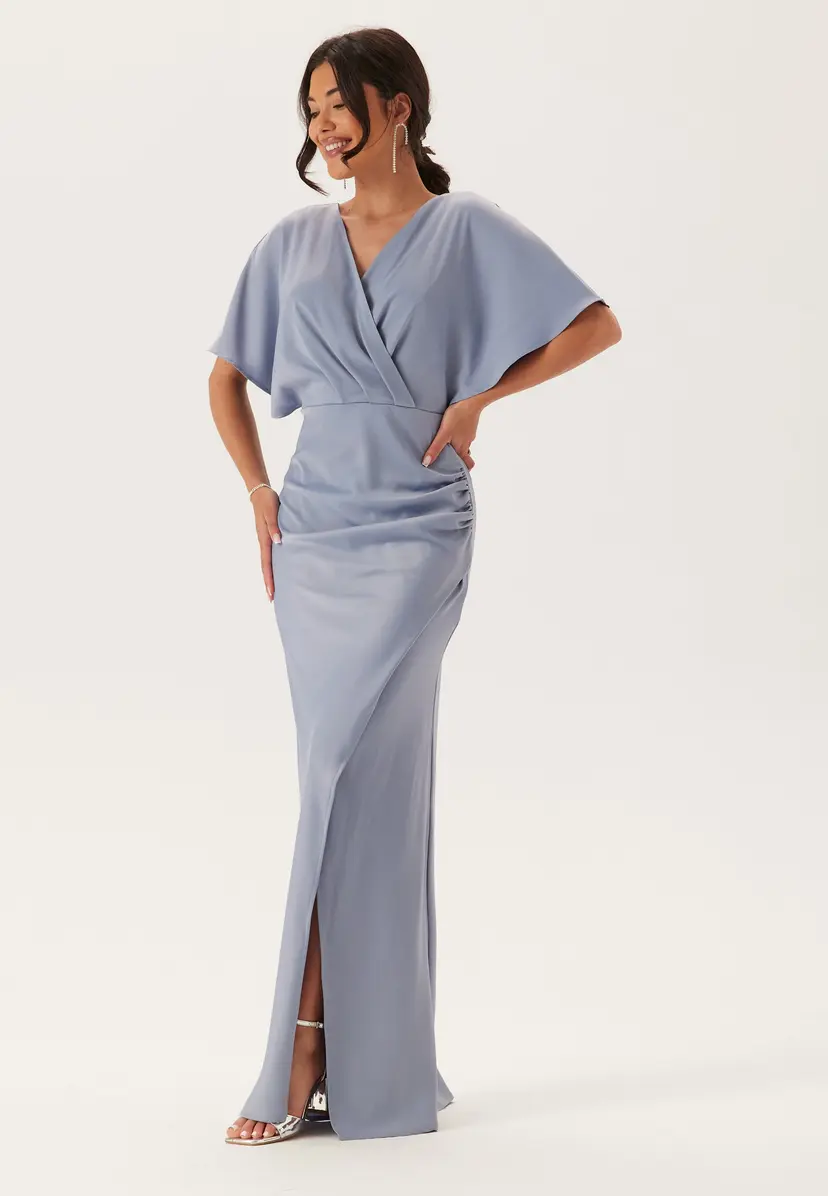 Bubbleroom Occasion Wrap Satin Gown