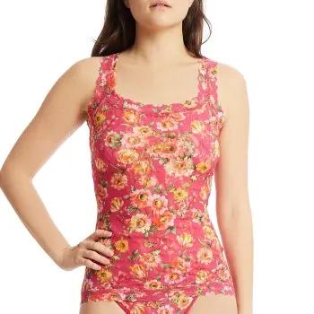 Hanky Panky Hanky Panky 2P Signature Lace Print Classic Cami Rosa blomstret nylon Large Dame