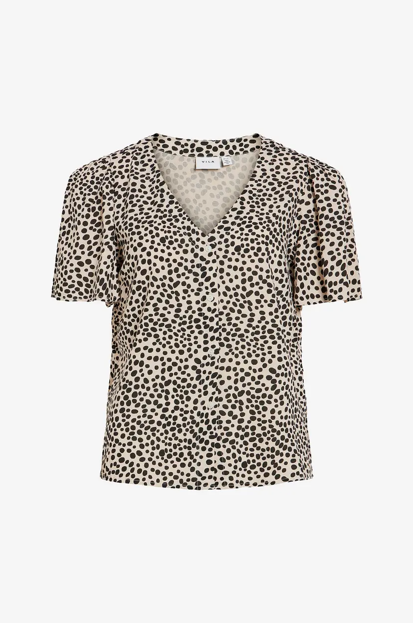 Vila Bluse viGrace V-neck S/S - Grå
