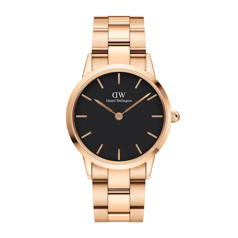 Daniel Wellington Rose Gold 40mm Mic Watch Iconic Link Black | DW