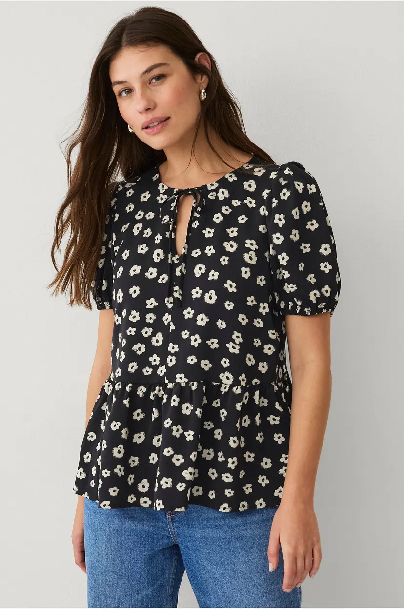 Ellos Collection Bluse med puffermer - Svart