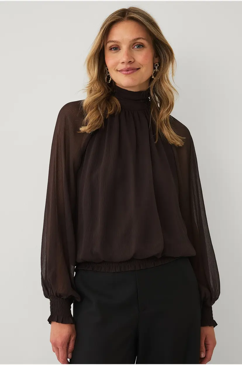 Ellos Collection Bluse med ballongeffekt - Brun