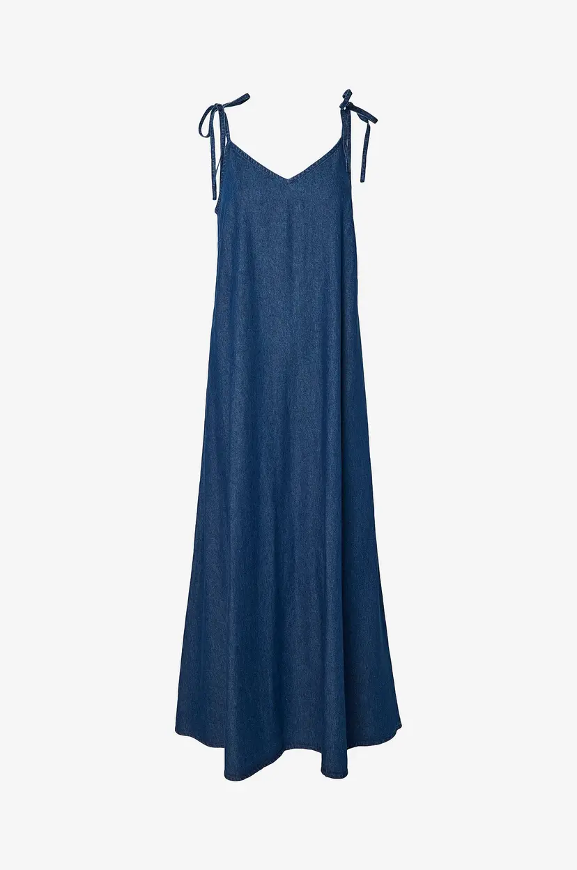 Pieces Denimkjole pcTenim Slip Ankle Dress Wvn BC - Blå