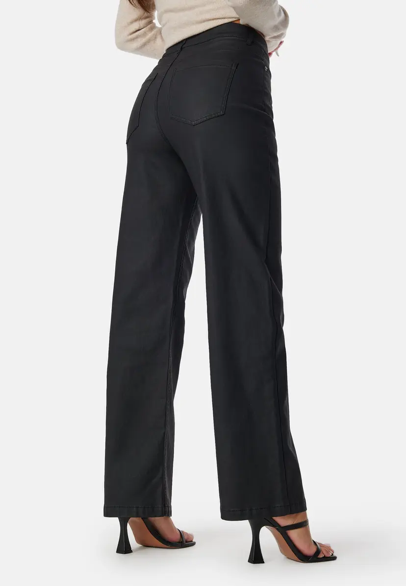 Bubbleroom High Waist Straight Leg Coated Jeans