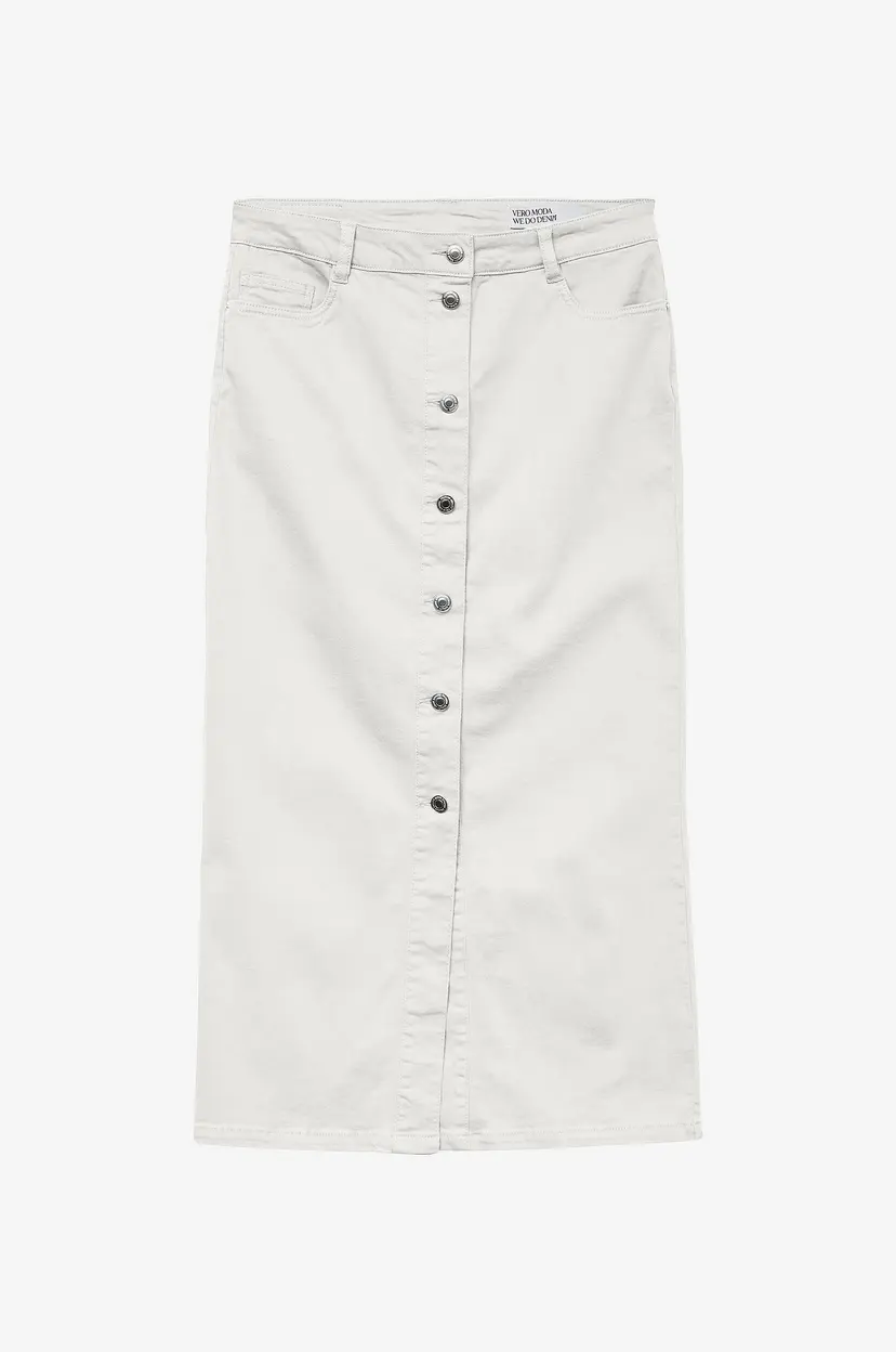 Vero Moda Denim skjørt vmWild Alvida Button HR 7/8 Clr Sk - Hvit