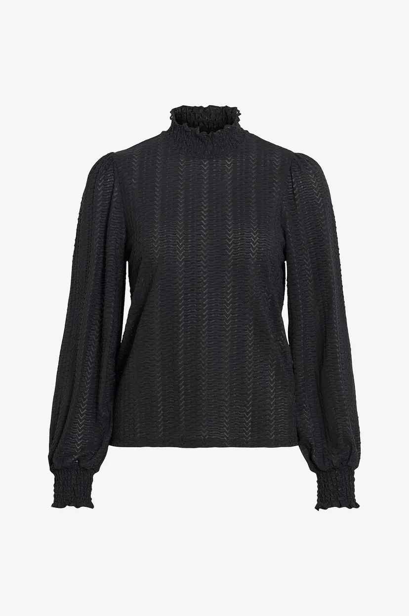 Vila Topp Vilyri L/S Smock Top - - Svart