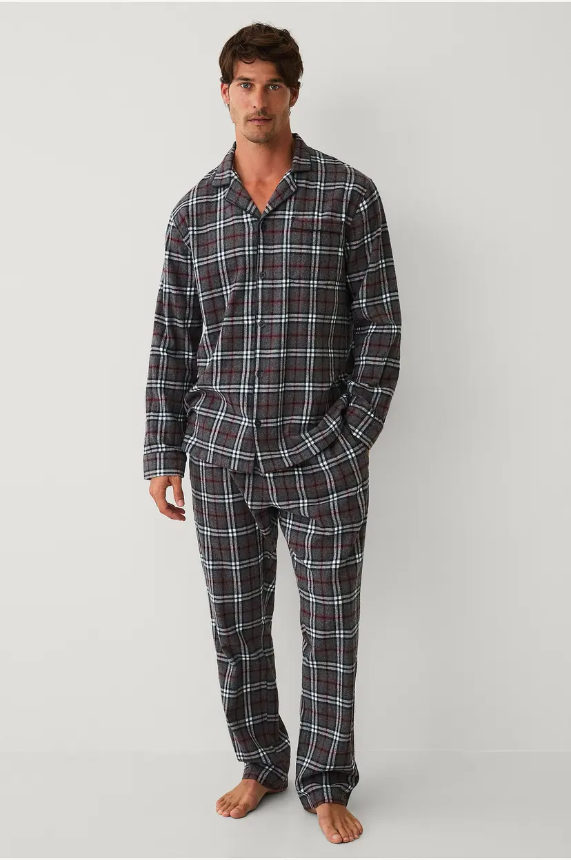 Ellos Collection Pysjsett i flanell - Grå