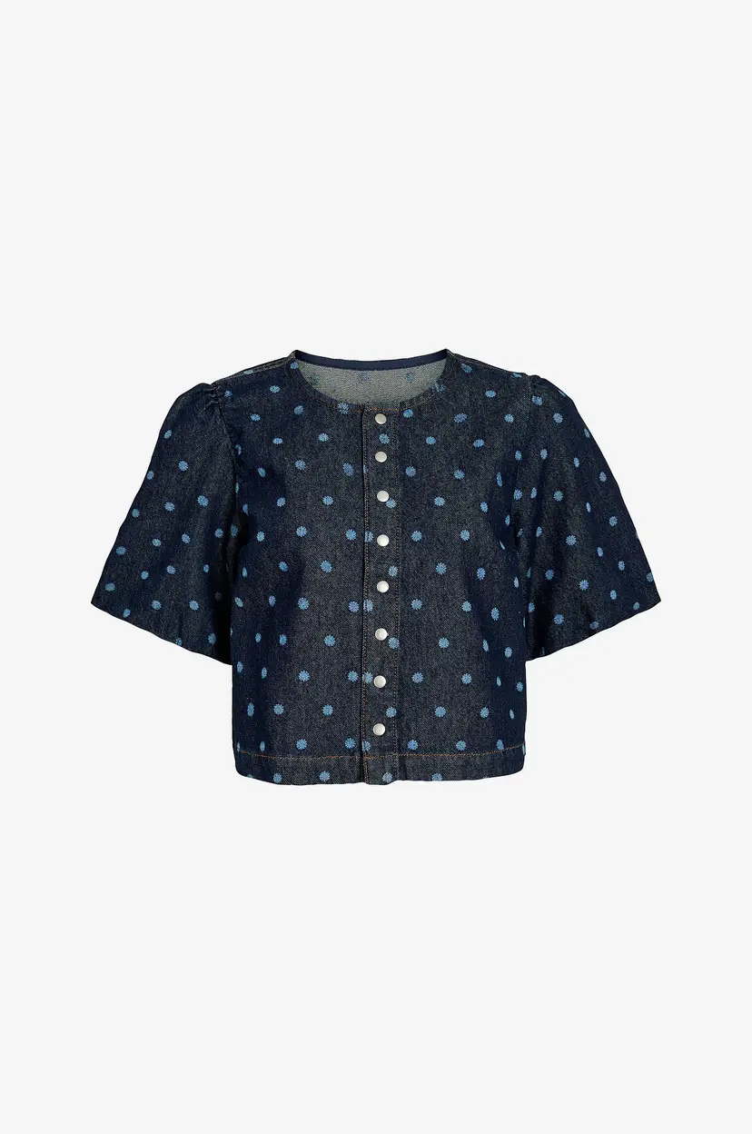 Vila Denimbluse viPal 2/4 Dot Denim Top - Blå